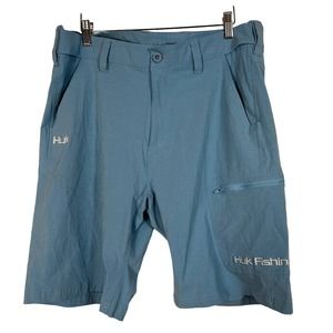 HUK Fishing Blue Hybrid Shorts XL